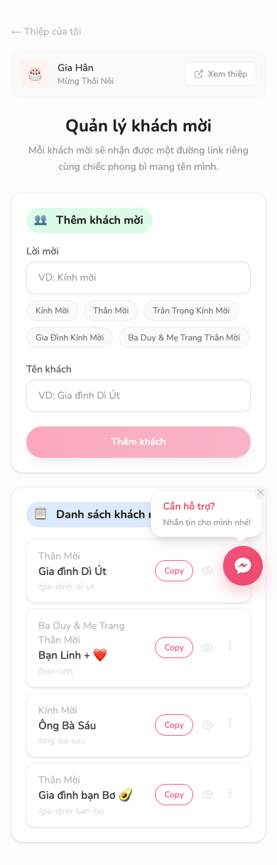 Quản lý khách mời